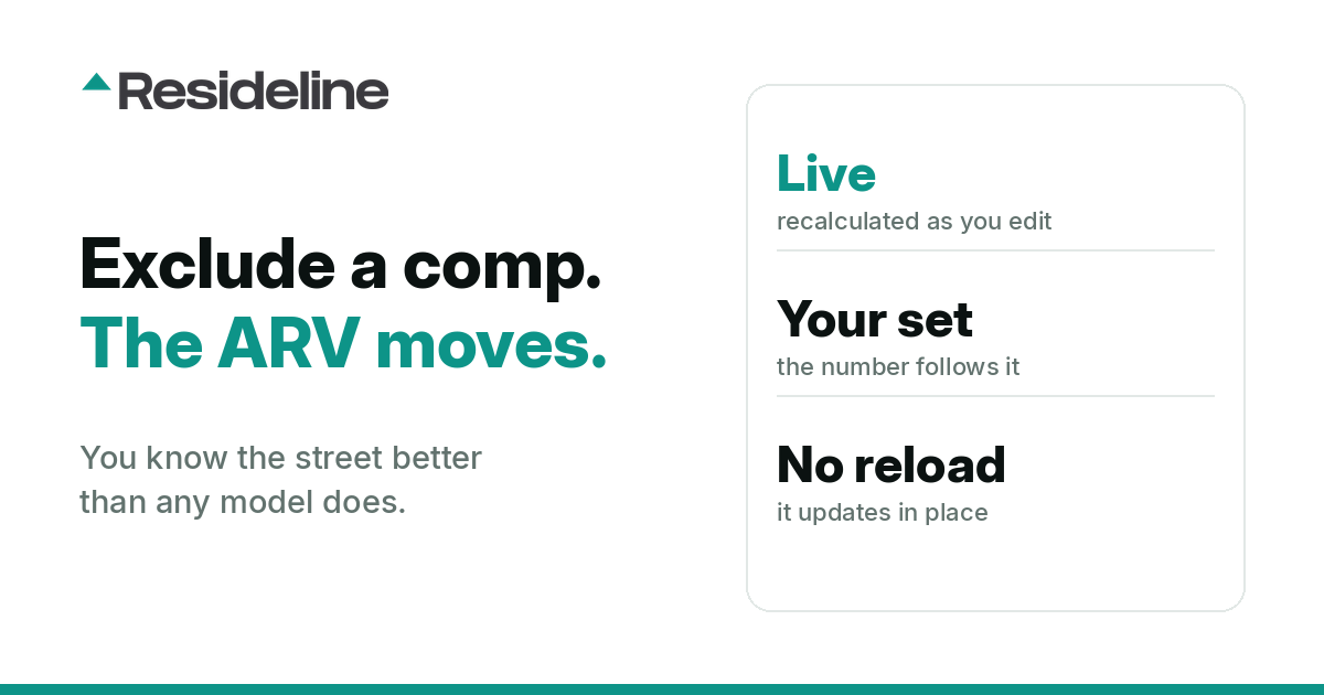 Exclude a comp and the ARV updates live