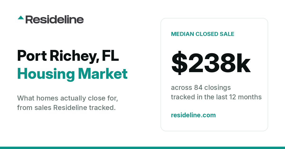 Port Richey, FL Housing Market 2026: Median Home Price, Last 12 Months