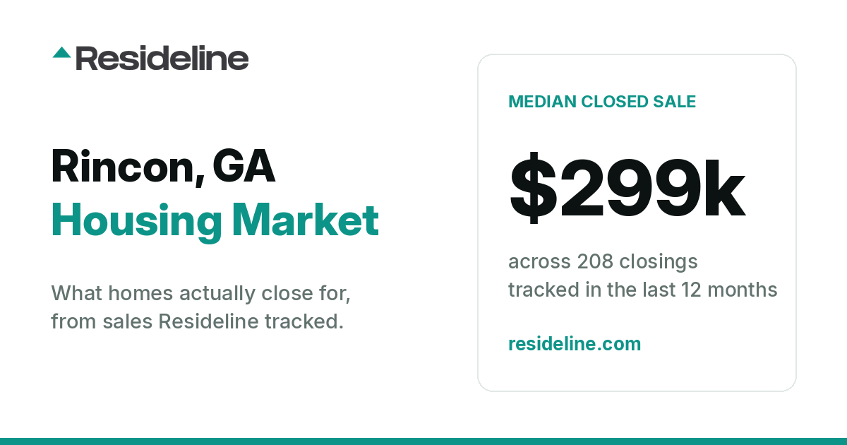 Rincon, GA Housing Market 2026: Median Home Price, Last 12 Months